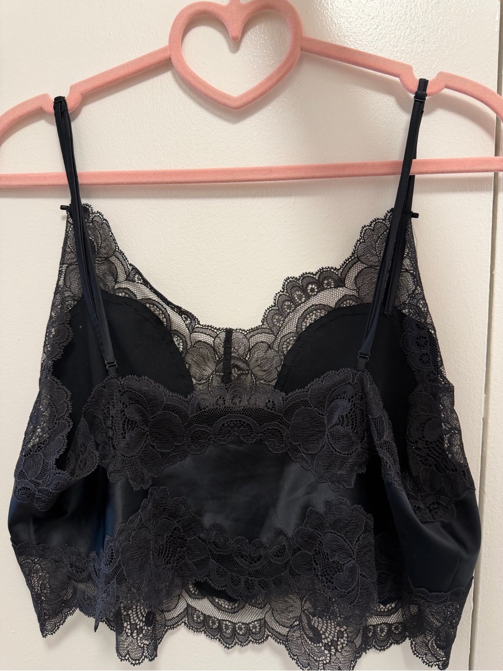 SKIMS Black Lace Satin Cami